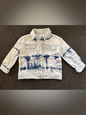 Justice Girls White and Blue Tie-Dye Denim Jacket